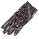 Ladies Cognac and Black Leather Driving Gloves