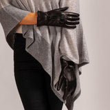 Ladies' Black Rabbit Fur Lined Leather Gloves