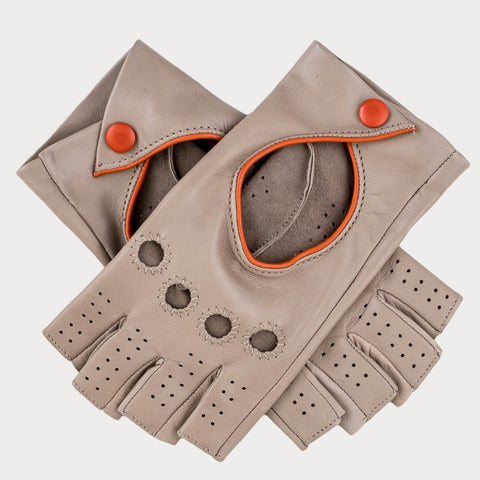 Nude and Orange Fingerless Leather Diving Gloves