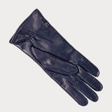 Ladies Navy Hand Stitched Cashmere Lined Leather Gloves