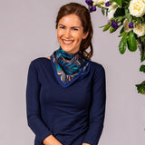 Tropical Leaves Silk and Cotton Neck Scarf