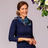 Tropical Leaves Silk and Cotton Neck Scarf
