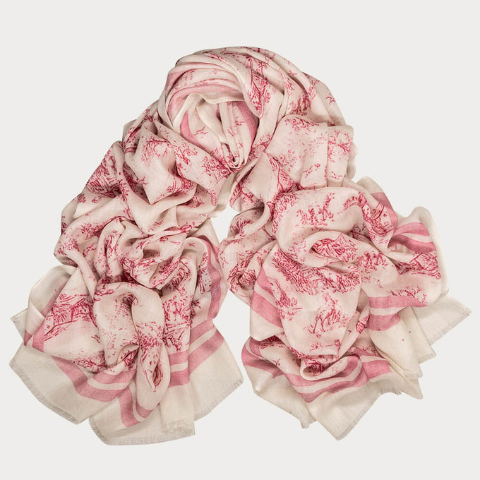 The Toile de Jouy Trilogy- Pink Toile Cashmere and Silk Wrap