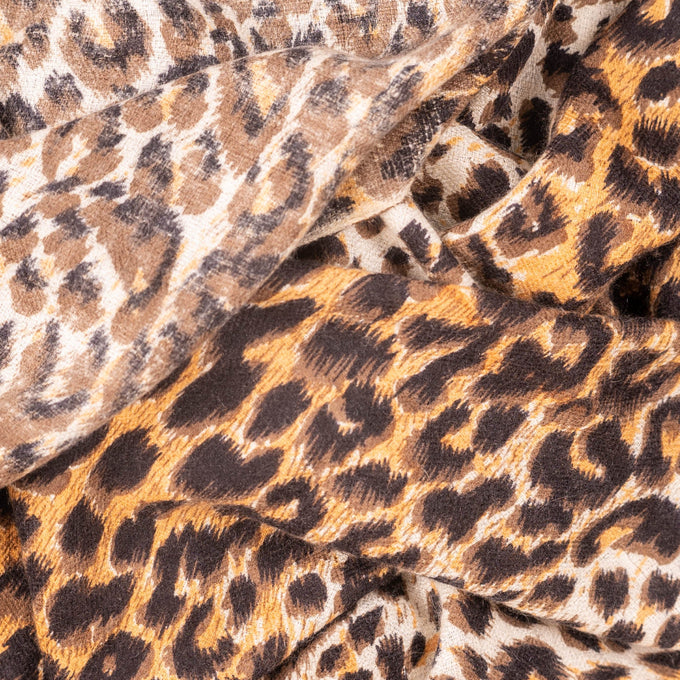 Brown Leopard Print Pashmina Cashmere Shawl