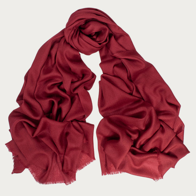 Classic Burgundy Silk and Wool Scarf