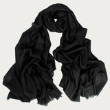 Classic Black Silk and Wool Scarf