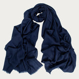Classic Navy Silk and Wool Scarf