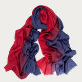 Classic Navy to Burgundy Fine Wool and Silk Scarf