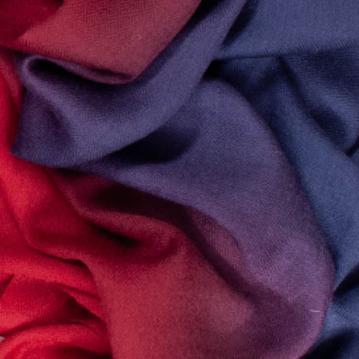 Classic Navy to Burgundy Fine Wool and Silk Scarf