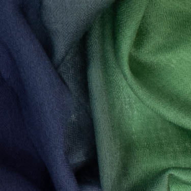 Classic Navy to Green Fine Wool and Silk Scarf