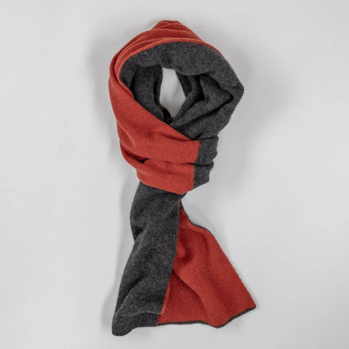 Double Faced Charcoal and Terracotta Cashmere Neck Warmer