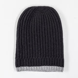 Black and Grey Cashmere Slouch Beanie