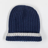 Navy and Grey Cashmere Slouch Beanie