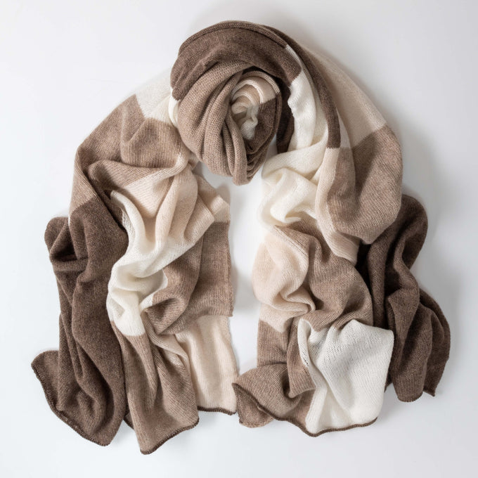 The Check Set - Neutral Tones Italian Cashmere Scarf