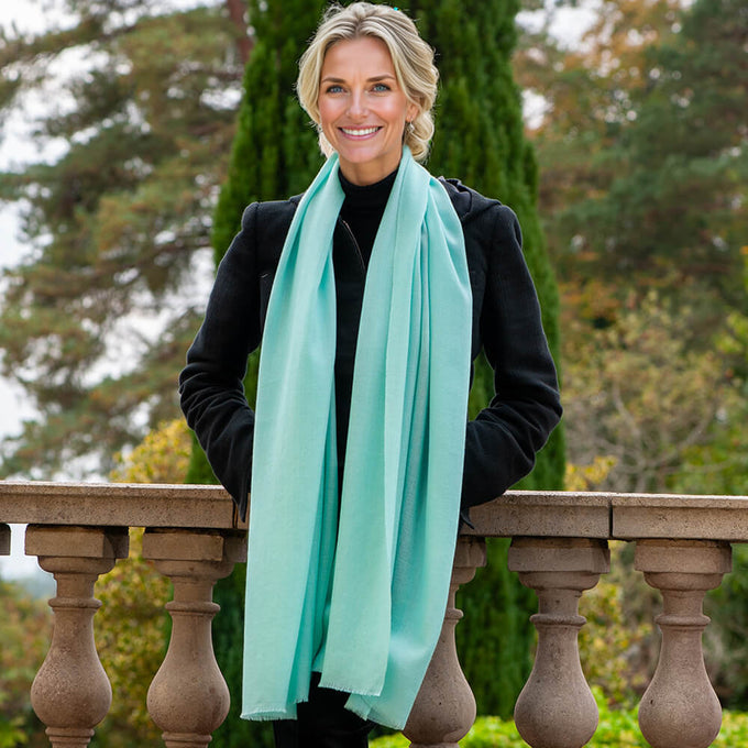 Aquamarine Cashmere and Silk Wrap