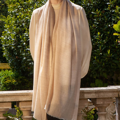 The Tonal Shades - Almond Mist Cashmere and Silk Wrap