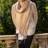 The Tonal Shades - Almond Mist Cashmere and Silk Wrap