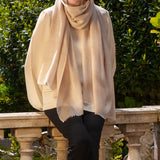 The Tonal Shades - Almond Mist Cashmere and Silk Wrap