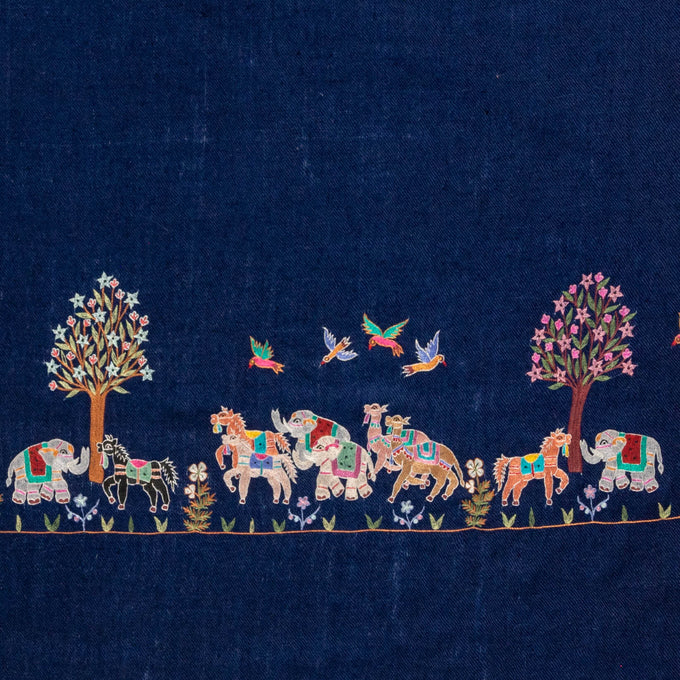 Hand Embroidered Pashmina Cashmere Shawl - Animal Kingdom