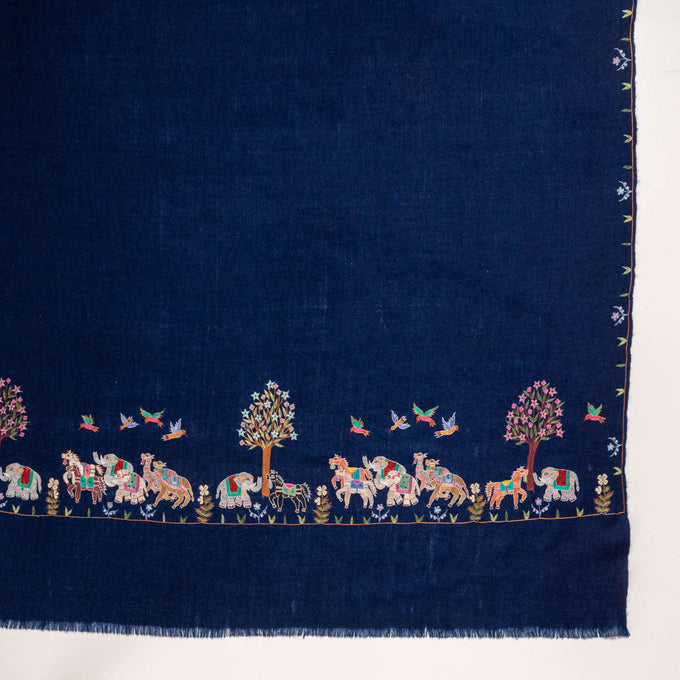 Hand Embroidered Pashmina Cashmere Shawl - Animal Kingdom