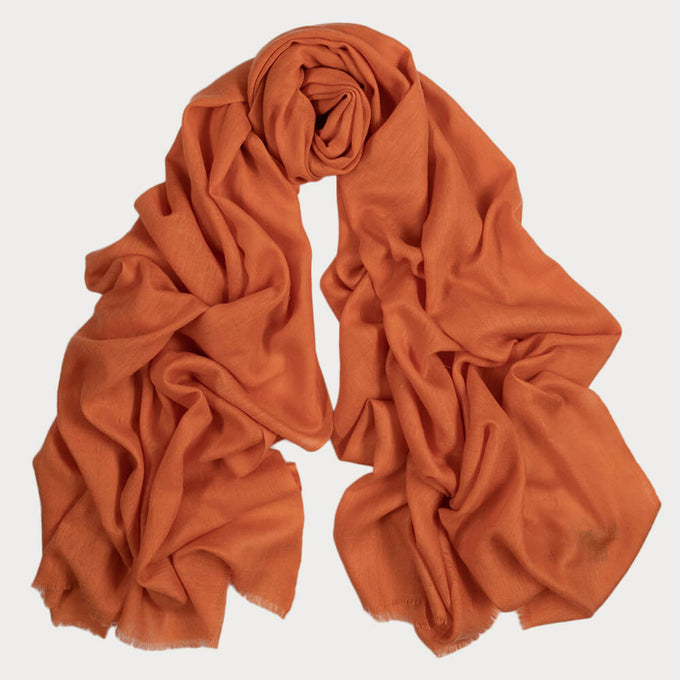 Crushed Apricot Cashmere and Silk Wrap