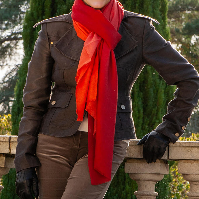 Autumn Flame Shaded Cashmere and Silk Wrap