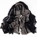 Balham Black and Natural Silk and Wool Scarf