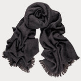 Super Luxe Ebony Black Basket Weave Cashmere Shawl - Sample