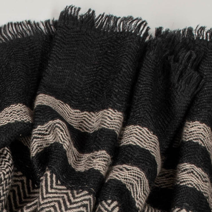 Black and Bisque Pashmina Cashmere Shawl