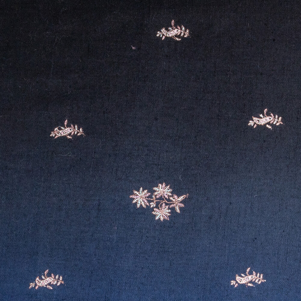 Hand Embroidered Pashmina Shawl - Black and Blue