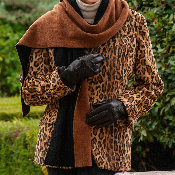 Black & Vicuna Double Faced Italian Cashmere Scarf