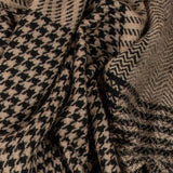 Black and Natural Houndstooth Pashmina Cashmere Shawl