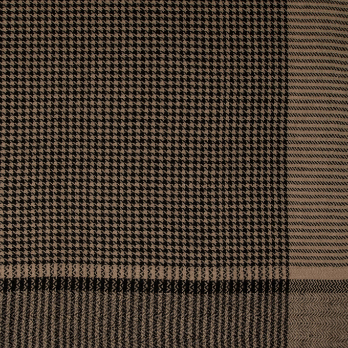 Black and Natural Houndstooth Pashmina Cashmere Shawl