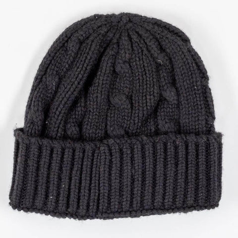 Black Cable Knit Italian Cashmere Beanie