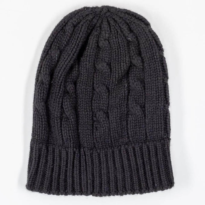 Black Cable Knit Italian Cashmere Beanie