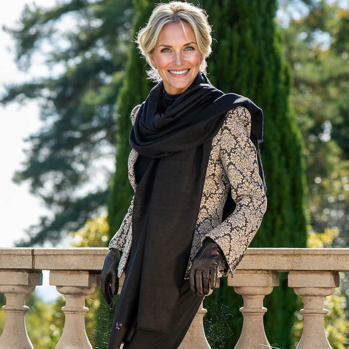 Classic Black Cashmere Shawl