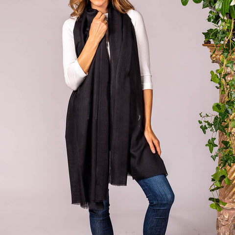 IMPERFECTLY YOURS: Classic Black Cashmere and Silk Scarf