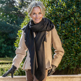 Classic Black Cashmere and Silk Oversized Wrap
