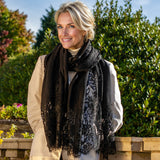 Black Cashmere and Chantilly Lace Shawl
