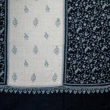 Hand Embroidered Pashmina Cashmere Shawl - Black and Cream