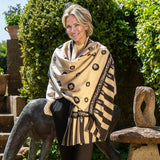 Hand Embroidered Pashmina Cashmere Shawl - Ivory & Black