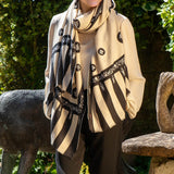 Hand Embroidered Pashmina Cashmere Shawl - Ivory & Black