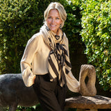 Hand Embroidered Pashmina Cashmere Shawl - Ivory & Black