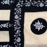 Hand Embroidered Pashmina Cashmere Shawl - Ivory & Black