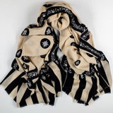 Hand Embroidered Pashmina Cashmere Shawl - Ivory & Black