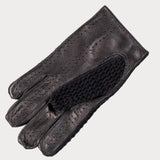 Men’s Crochet Black Leather Driving Gloves