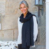 Swarovski Crystal Black Cashmere and Silk Wrap