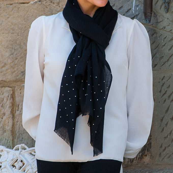 Swarovski Crystal Black Cashmere and Silk Wrap