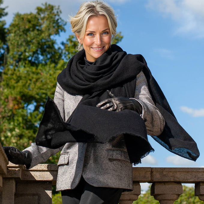 Sable Black Gossamer Cashmere Shawl