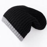 Black and Grey Cashmere Slouch Beanie